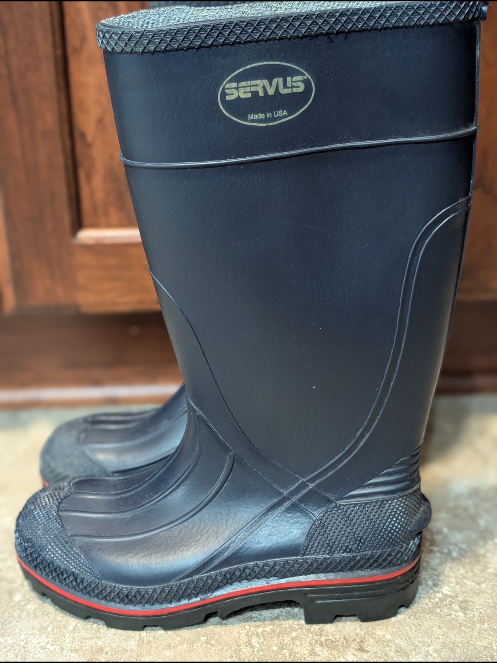 Servus Women's Navy Rain & Snow Boots with Red Accent
